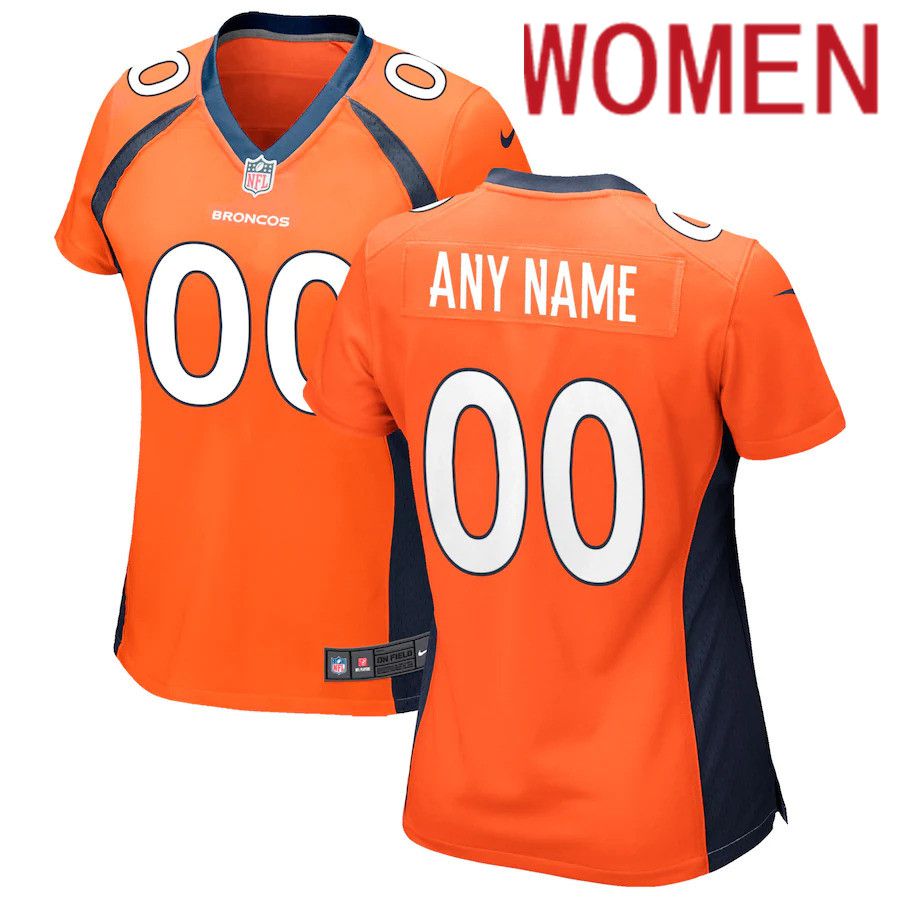 Cheap Women Nike Orange Denver Broncos Custom Game NFL Jersey